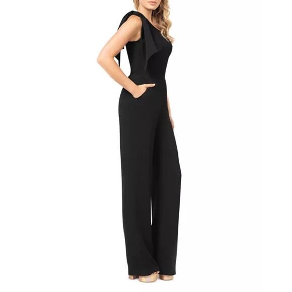 Dress the Population Tiffany One Shoulder Jumpsuit Large L Black NWT - Picture 3 of 3